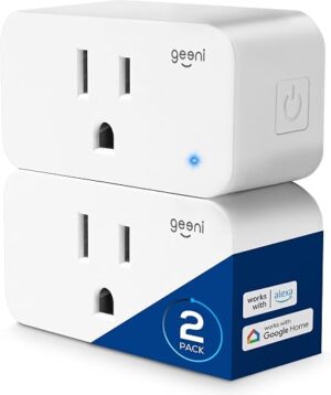 Geeni Smart Plug Mini 15A WiFi Outlet 2-Pack, Compatible with Alexa Google Home, No Hub Required, App Remote Control, UL Certified White