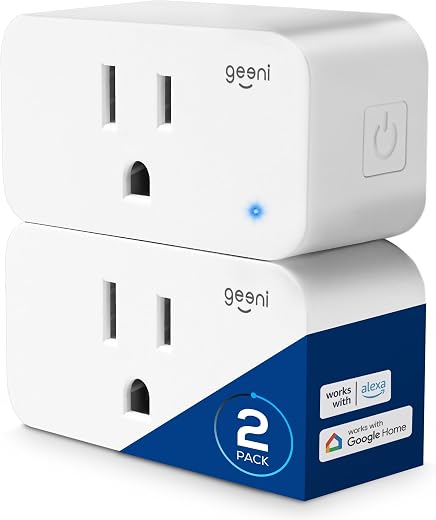 Geeni Smart Plug Mini 15A WiFi Outlet 2-Pack, Compatible with Alexa Google Home, No Hub Required, App Remote Control, UL Certified White