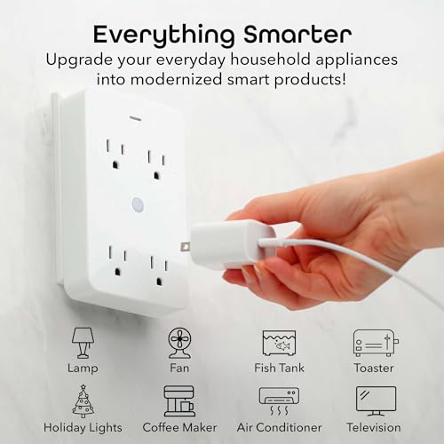 Geeni Smart Wi-Fi 4 Outlet Plug with Surge Protection - Compatible with Alexa & Google Home, White: 1-Pack