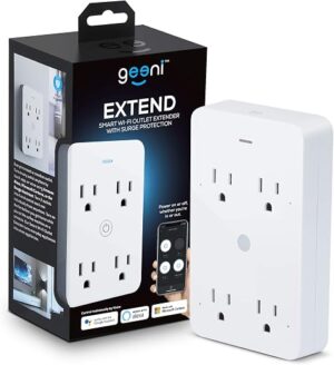 Geeni Smart Wi-Fi 4 Outlet Plug with Surge Protection - Compatible with Alexa & Google Home, White: 1-Pack