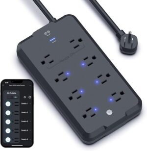 Geeni Surge Ultra Smart 8-Outlet Surge Protector – 6 Smart Outlets, 2 Always-On Outlets, 6 ft Cord, WiFi & Voice Control with Alexa/Google, 1200...