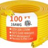 HUANCHAIN Outdoor Extension Cord 100 ft Waterproof, 16/3 Gauge Flexible Cold-Resistant Appliance Extension Cord Outside, 10A 1250W 16AWG SJTW, 3...