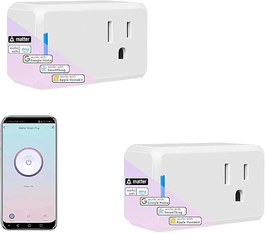 Jinvoo Matter Smart Plug, Wireless Plug, Smart Socket, Alexa Socket, Compatible with Apple Home, Alexa, Google, and SmartThingss SSmart Home...