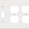 Leviton 3-Gang Combination, 1-Toggle 2-Duplex Outlet/Receptacle Wallplate, Standard Size, Thermoset, 88047, White