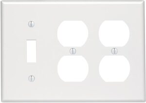 Leviton 3-Gang Combination, 1-Toggle 2-Duplex Outlet/Receptacle Wallplate, Standard Size, Thermoset, 88047, White