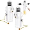 Light Socket Outlet Adapter,E26 Light Bulb Socket - Converts Medium Screw Socket to 2 Outlets with Pull Chain Switch,Polarized Light Bulb Socket...