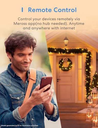 meross Outdoor Smart Plug Compatible with Apple HomeKit, Siri, Alexa, Google Assistant and SmartThings, Waterproof Outdoor Outlet, Remote & Voice...