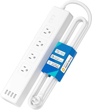 meross Smart Plug Power Strip, WiFi Flat Outlet 15A Compatible with Apple HomeKit, Siri, Alexa, Google Assistant & SmartThings, with 4 AC Outlets &...