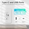 MOES Smart USB Wall Outlet Receptacle with Type-C & Type-A Charger, 2.4GHz Wi-Fi in-Wall Plug Socket, Remote Individual Control On/Off 15Amp, No...