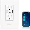 MOES Smart USB Wall Outlet Receptacle with Type-C & Type-A Charger, 2.4GHz Wi-Fi in-Wall Plug Socket, Remote Individual Control On/Off 15Amp, No...