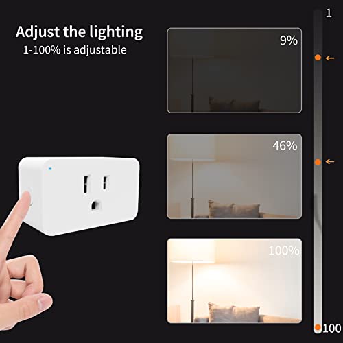New One Smart Dimmer Plug, 2.4G Wi-Fi Dimmable Smart Plug, 2-Way Switch, Voice Control, White