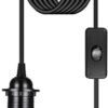 Plug in Pendant Light Cord - 16Ft Hanging Light Kit E26/E27 Light Socket Hanging Lantern Lamp Cord with On/Off Switch,Socket Rings, 1 Pack, Black