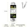 Power By GoGreen Go Green Power Inc. 15ft Extension Cord with 3 Outlets, White - Compact, Flush-Fit Design, Heavy Duty, Grounded Plug - Ideal for...