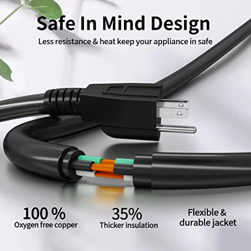 POWGRN 50 FT 16/3 Black Indoor Outdoor Extension Cord Waterproof, 3 Prong Flexblie SJTW Cold Weatherproof -50°C Appliance Extension Cord 13 AMP...