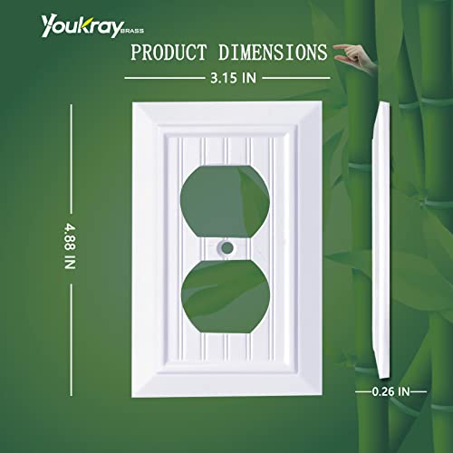 Pure White Classic Beadboard Wall Plates,Light Switch Covers,Electrical Outlet Covers, Switch Plates of Various Combination, Nature Bamboo Fiber...