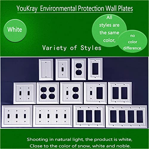 Pure White Classic Beadboard Wall Plates,Light Switch Covers,Electrical Outlet Covers, Switch Plates of Various Combination, Nature Bamboo Fiber...