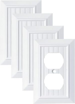 Pure White Classic Beadboard Wall Plates,Light Switch Covers,Electrical Outlet Covers, Switch Plates of Various Combination, Nature Bamboo Fiber...