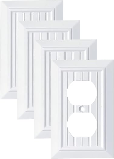 Pure White Classic Beadboard Wall Plates,Light Switch Covers,Electrical Outlet Covers, Switch Plates of Various Combination, Nature Bamboo Fiber...