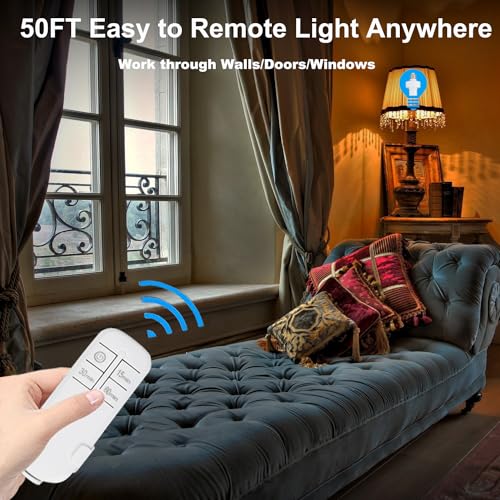 Remote Control Light Socket,Wireless Light Switch Kit with Timer,E26 E27 Bulb Lamp Holder with Remote Control,No Wiring Wall Mounted Controller...