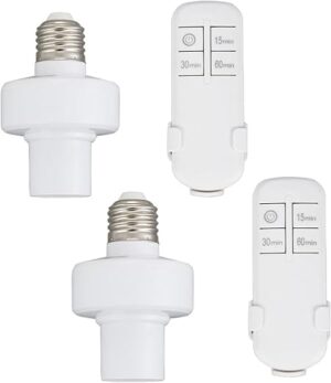 Remote Control Light Socket,Wireless Light Switch Kit with Timer,E26 E27 Bulb Lamp Holder with Remote Control,No Wiring Wall Mounted Controller...