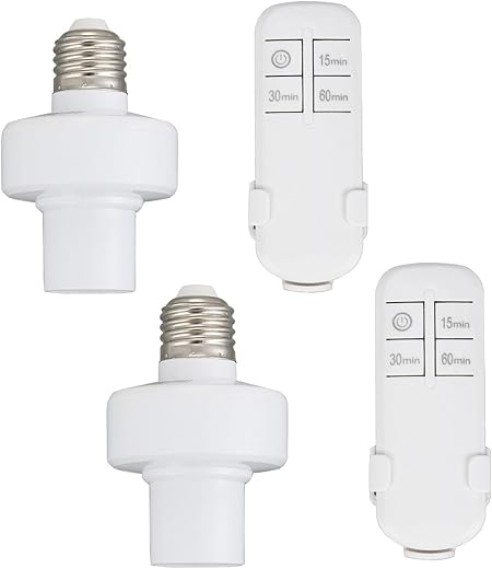 Remote Control Light Socket,Wireless Light Switch Kit with Timer,E26 E27 Bulb Lamp Holder with Remote Control,No Wiring Wall Mounted Controller...