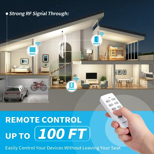 Remote Control Outlet with 2 Independent Control Sockets, Wireless Remote Light Switch Set, Remote Outlet Plug Up to 100 FT Range, FCC Certified,...