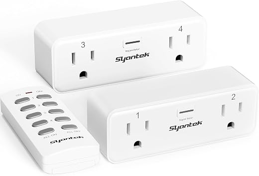Remote Control Outlet with 2 Independent Control Sockets, Wireless Remote Light Switch Set, Remote Outlet Plug Up to 100 FT Range, FCC Certified,...