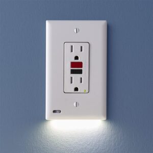 Single - SnapPower GuideLight [For GFCI Outlets] - Replaces Plug-In Night Light - Electrical Receptacle Wall Plate with LED Night Lights - Auto...