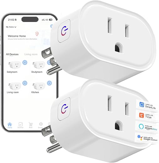Smart Home Plug, MOOEGG 2.4GHz WiFi Smart Socket, Works with Alexa & Google Assistant, 10A Mini Smart Outlet, APP Timer, Countdown & Group Control,...