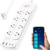 Smart Power Strip, Yozisital Charging Station with 6 Smart Outlets and 4 USB Ports, 5FT Flat Plug Extension Cord for Home Office, Compatible with...