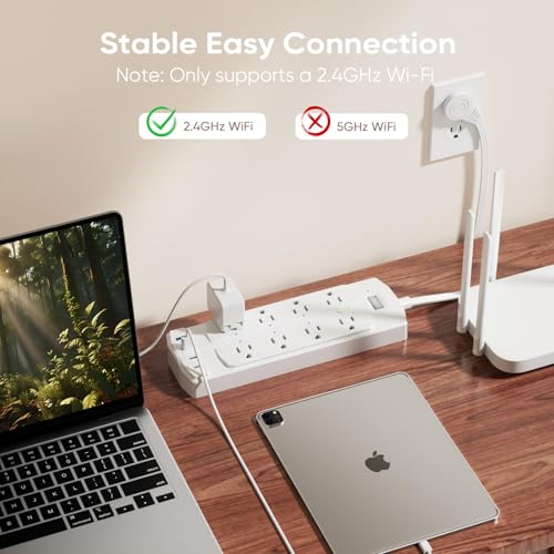 Smart Power Strip, Yozisital Charging Station with 6 Smart Outlets and 4 USB Ports, 5FT Flat Plug Extension Cord for Home Office, Compatible with...