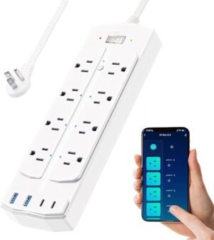 Smart Power Strip, Yozisital Charging Station with 6 Smart Outlets and 4 USB Ports, 5FT Flat Plug Extension Cord for Home Office, Compatible with...