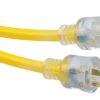 Southwire Extra Heavy Duty Extension Cord, 50Ft, 10 Gauge, 3 Conductor, High Visibility Outdoor Cord, Lighted End, Yellow, 2688SW0002