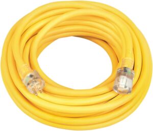 Southwire Extra Heavy Duty Extension Cord, 50Ft, 10 Gauge, 3 Conductor, High Visibility Outdoor Cord, Lighted End, Yellow, 2688SW0002