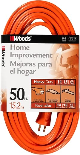Southwire Medium Duty Extension Cord - General Purpose Power Cable for For Farm, Ranch & Workshop - Reinforced Blades - Bright Orange Vinyl Jacket...