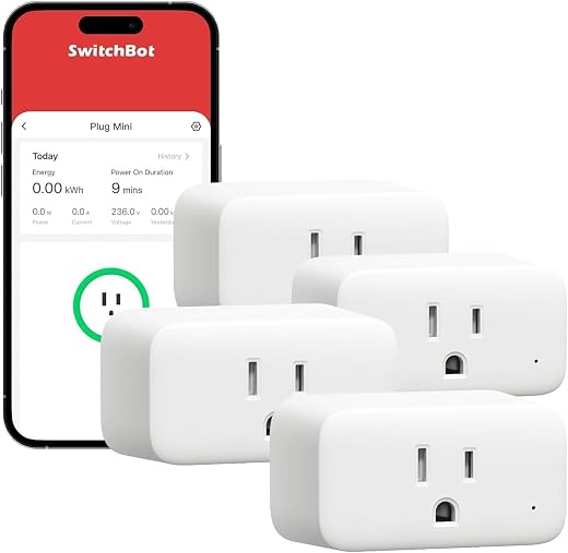 SwitchBot Smart Plug Mini, 15A Energy Monitoring, WiFi & Bluetooth Outlet, Compatible with Alexa, Google Assistant, Home Assistant, App Control,...