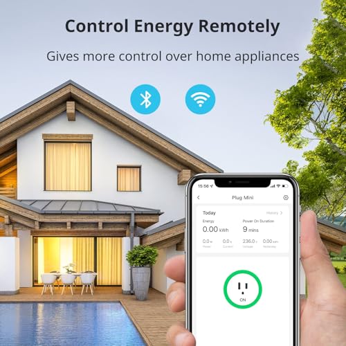 SwitchBot Smart Plug Mini, 15A Energy Monitoring, WiFi & Bluetooth Outlet, Compatible with Alexa, Google Assistant, Home Assistant, App Control,...