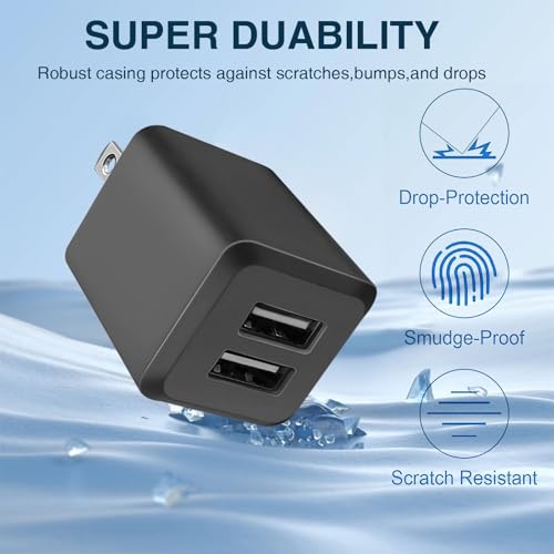 USB Wall Charger, Dual Port USB Cube Power Adapter Charger Plug Block Charging Box, Dual Port Wall Charging Adapter, Compatible for i Phone 14 13...