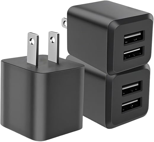 USB Wall Charger, Dual Port USB Cube Power Adapter Charger Plug Block Charging Box, Dual Port Wall Charging Adapter, Compatible for i Phone 14 13...