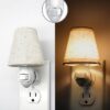 Vintage Plug in Night Light with Switch, 2-Pack 0.5W LED Night Lights Plug into Wall Socket, Soft Warm Baby Nursery Nightlight with Linen Fabric...