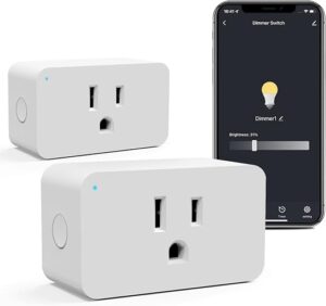 WiFi Smart Dimmable Plug 2 Pack, Smart Plugs for Voice Control, Mini Dimmer Switch Outlet Dimmable LED, CFL, Halogen and Incandescent Bulbs, Lamps,...