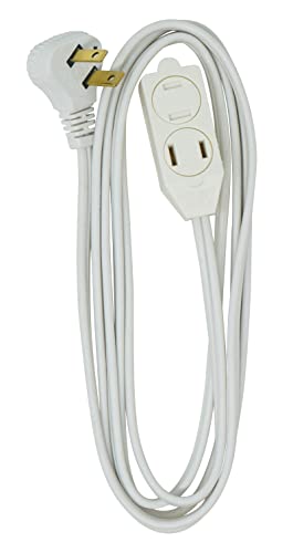 Woods SlimLine Extension Cord - 16/3 Indoor Flat Plug with Right Angled Design - 3 Polarized Outlets - PVC Jacket - Space Saving - Neutral White -...